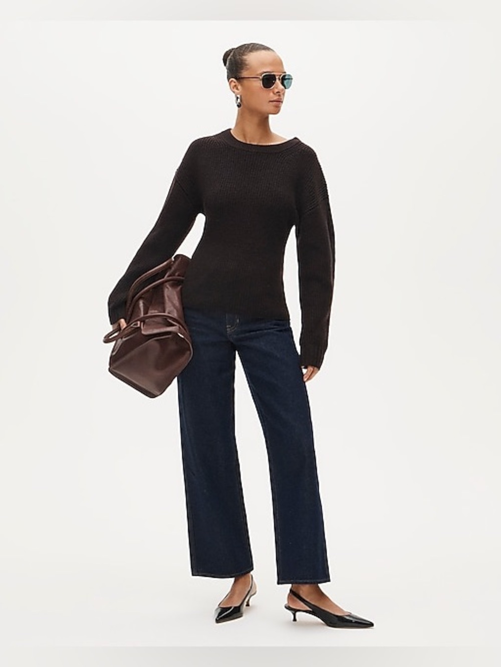 J.Crew Fitted-waist crewneck sweater in ribbed merino wool